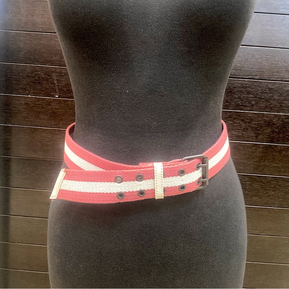 Pink and White Double Grommet Belt